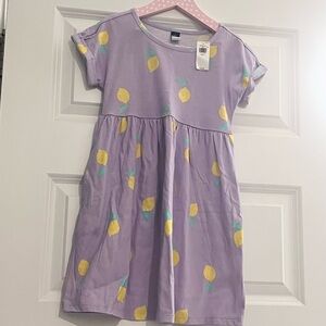 Little Girls Purple Lemon Print Dress